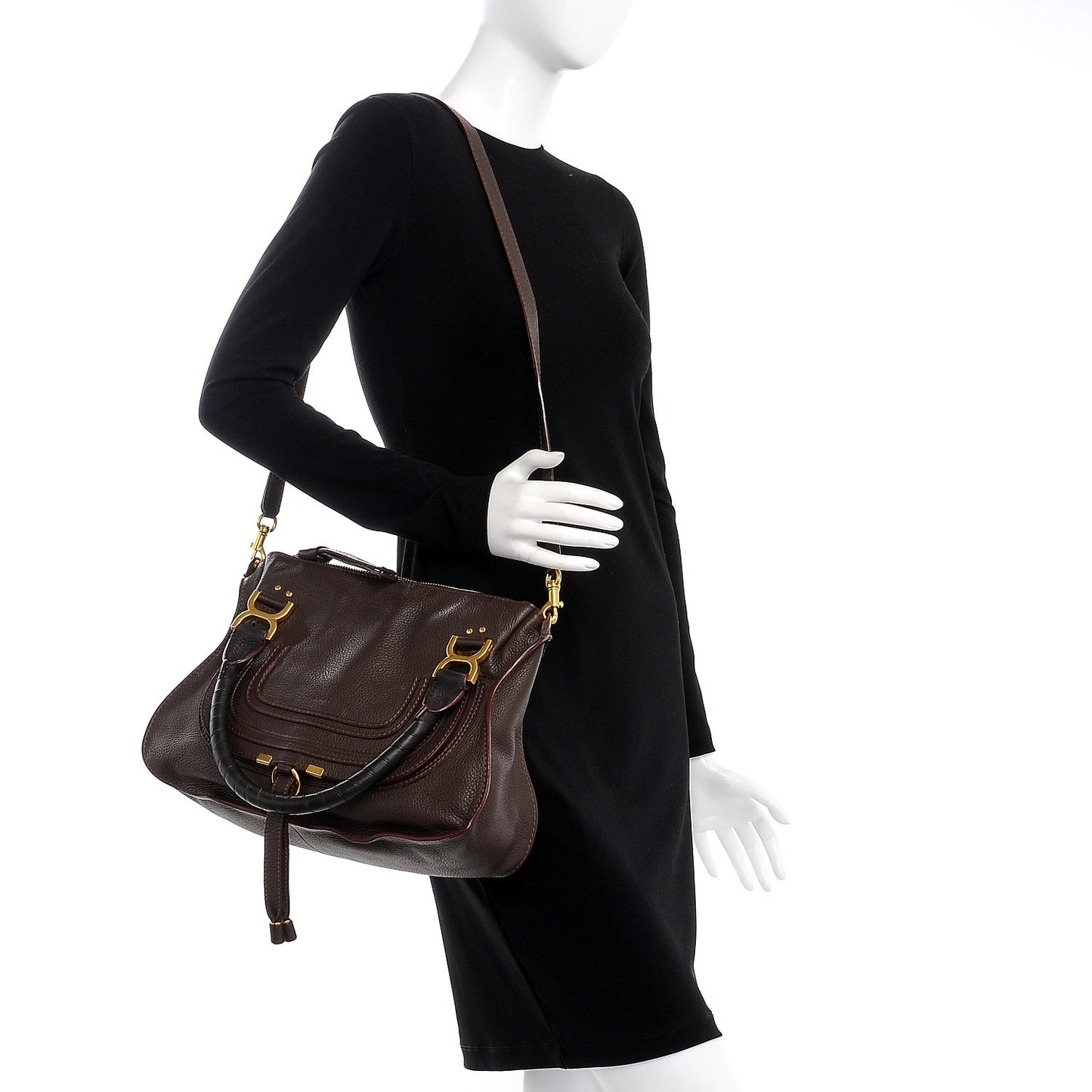 Calfskin Medium Marcie Satchel Truffle