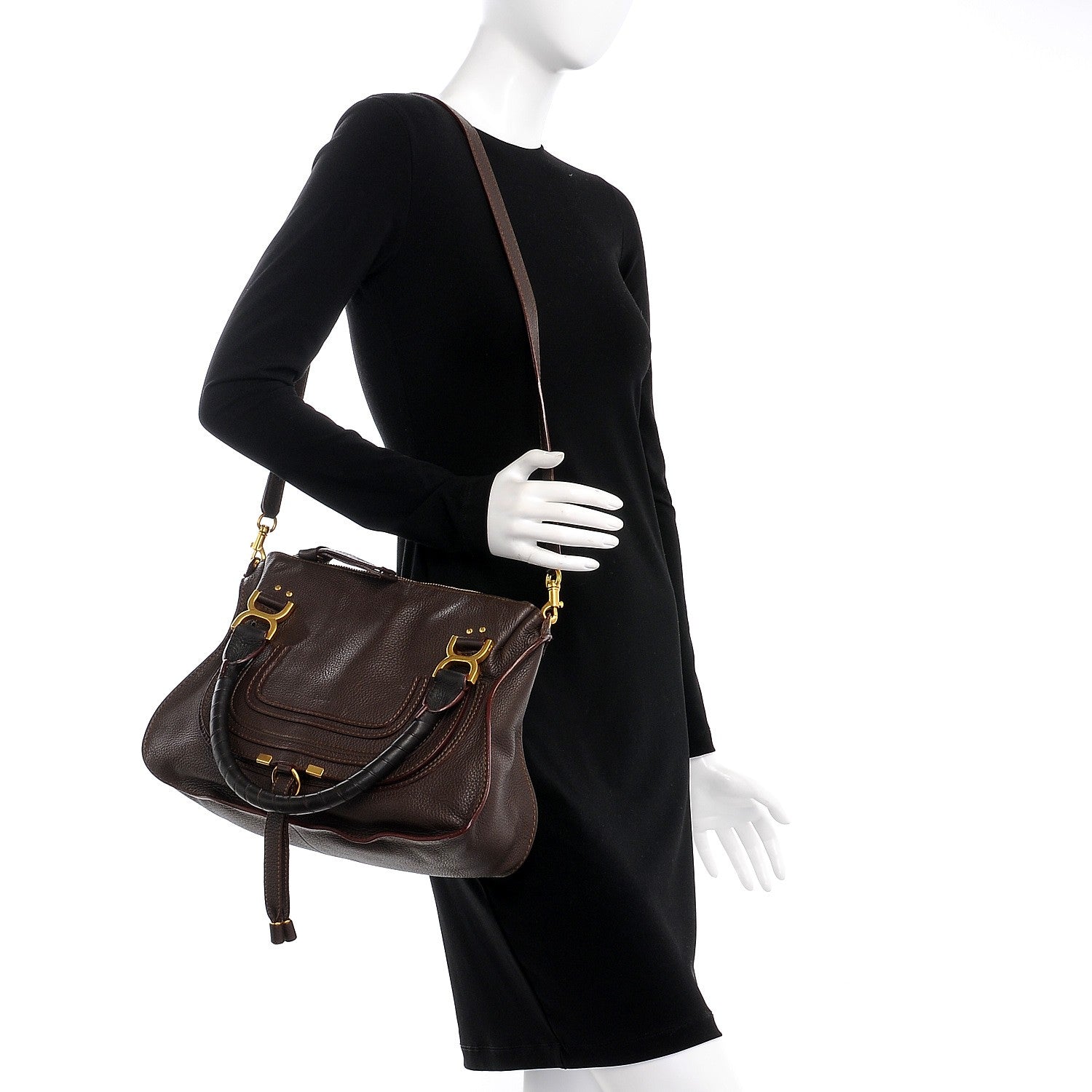 Chloe Calfskin Medium Marcie Satchel Truffle 2 of 9