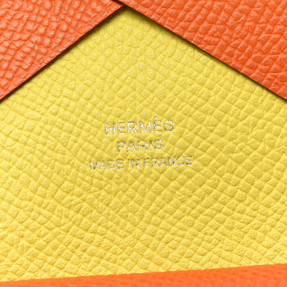 Hermes Epsom Verso Calvi Duo Card Case Orange Lime 6 of 7