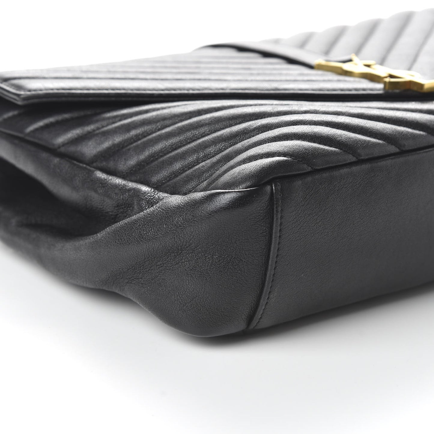Sheepskin Matelasse Chevron Monogram Large College Satchel Black