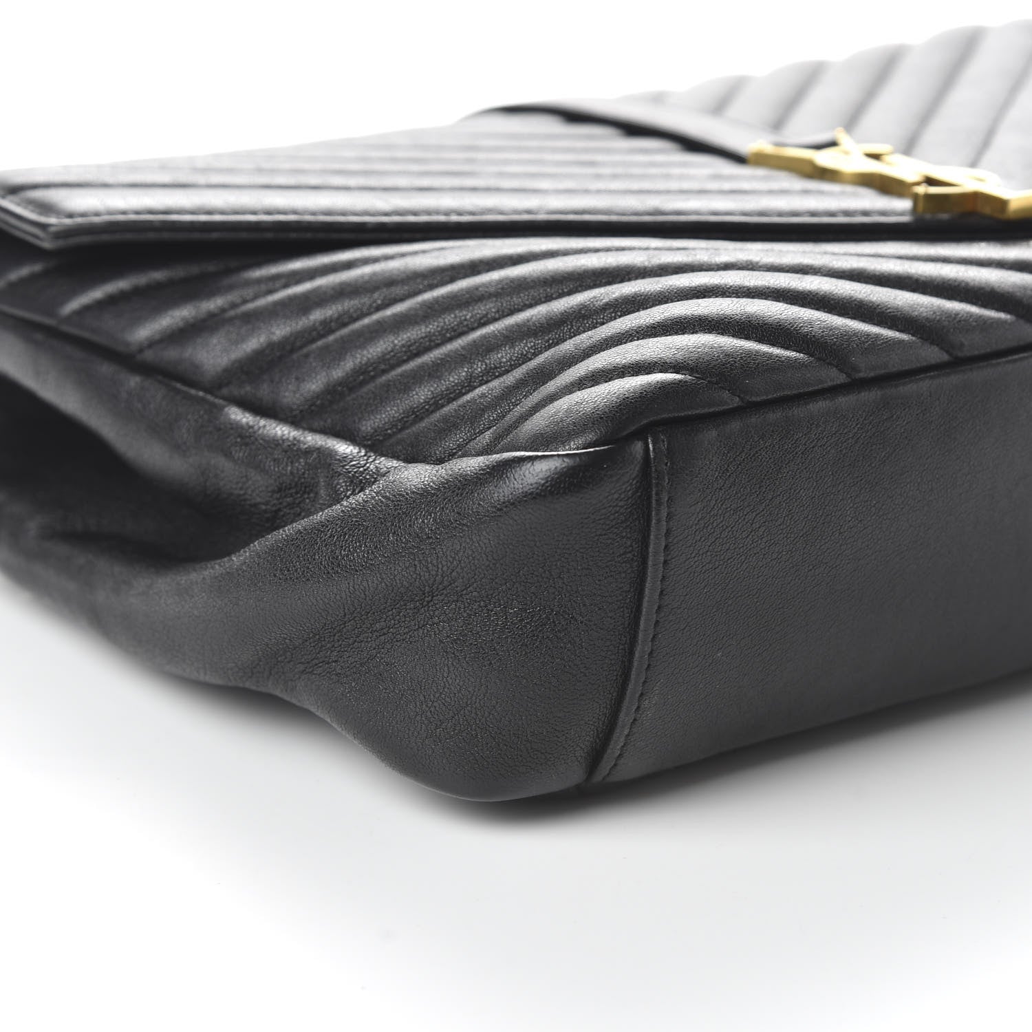 Saint Laurent Sheepskin Matelasse Chevron Monogram Large College Satchel Black 7 of 10