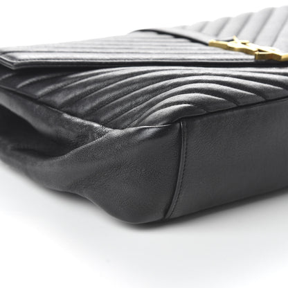 Saint Laurent Sheepskin Matelasse Chevron Monogram Large College Satchel Black 7 of 10