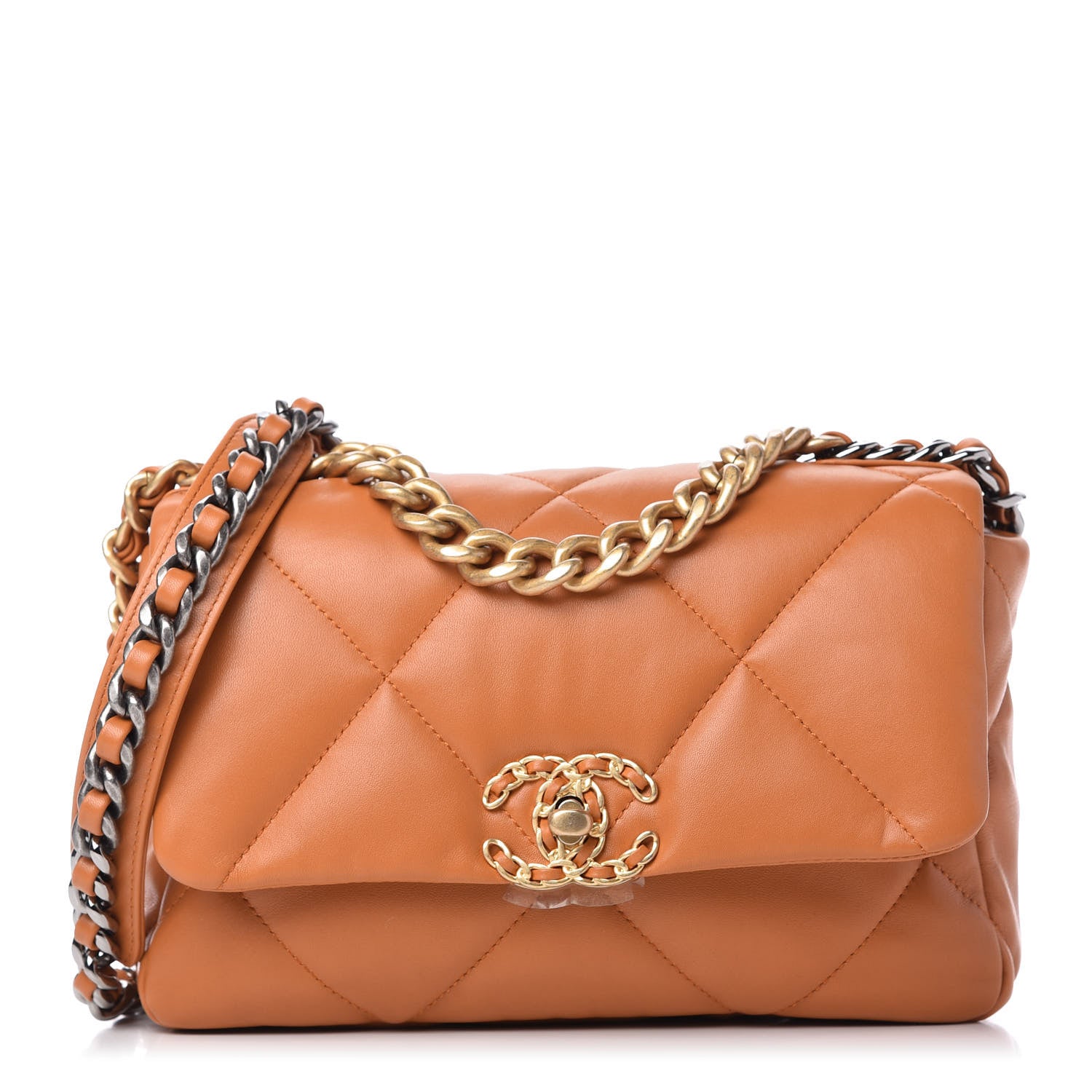 Chanel Lambskin Quilted Medium Chanel 19 Flap Light Brown 1 of 11