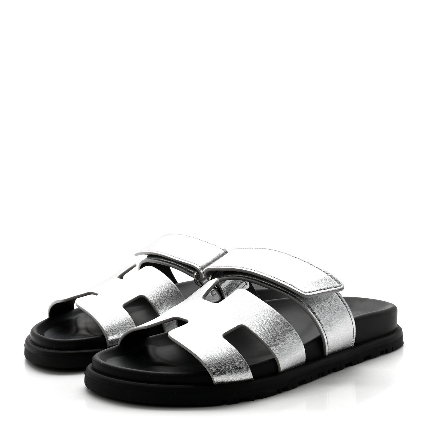 Hermes Metallic Goatskin Womens Chypre Sandals 36 Argent 4 of 9