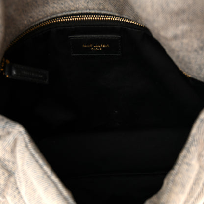 Saint Laurent Denim Quilted Medium Loulou Puffer Monogram Chain Satchel Azur 5 of 10