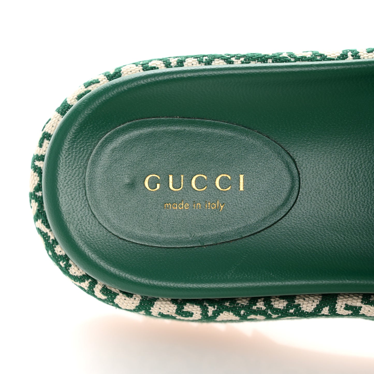 Jacquard GG Monogram Angelina Platform 55mm Slide Sandals 37 New Shamarock