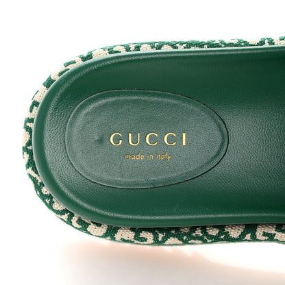Gucci Jacquard GG Monogram Angelina Platform 55mm Slide Sandals 37 New Shamarock 8 of 9