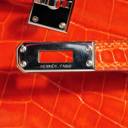 Hermes Shiny Niloticus Crocodile Kelly Pochette Orange 5 of 8