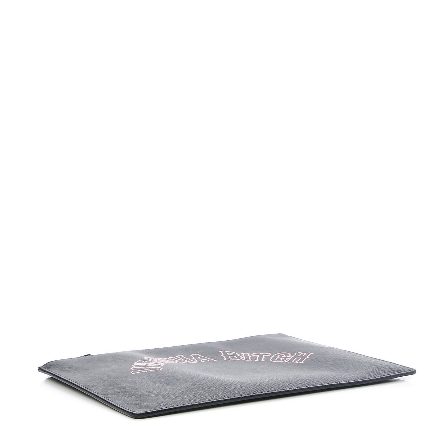 Textured Coated Canvas Gothic Medium Cosmetic Pouch Black