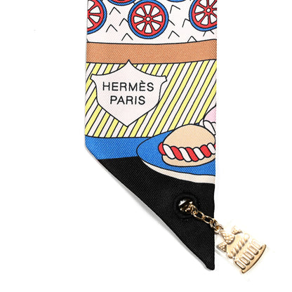 Hermes Silk La Patisserie Francaise Charms Twilly Charms Black White Bleu 3 of 5