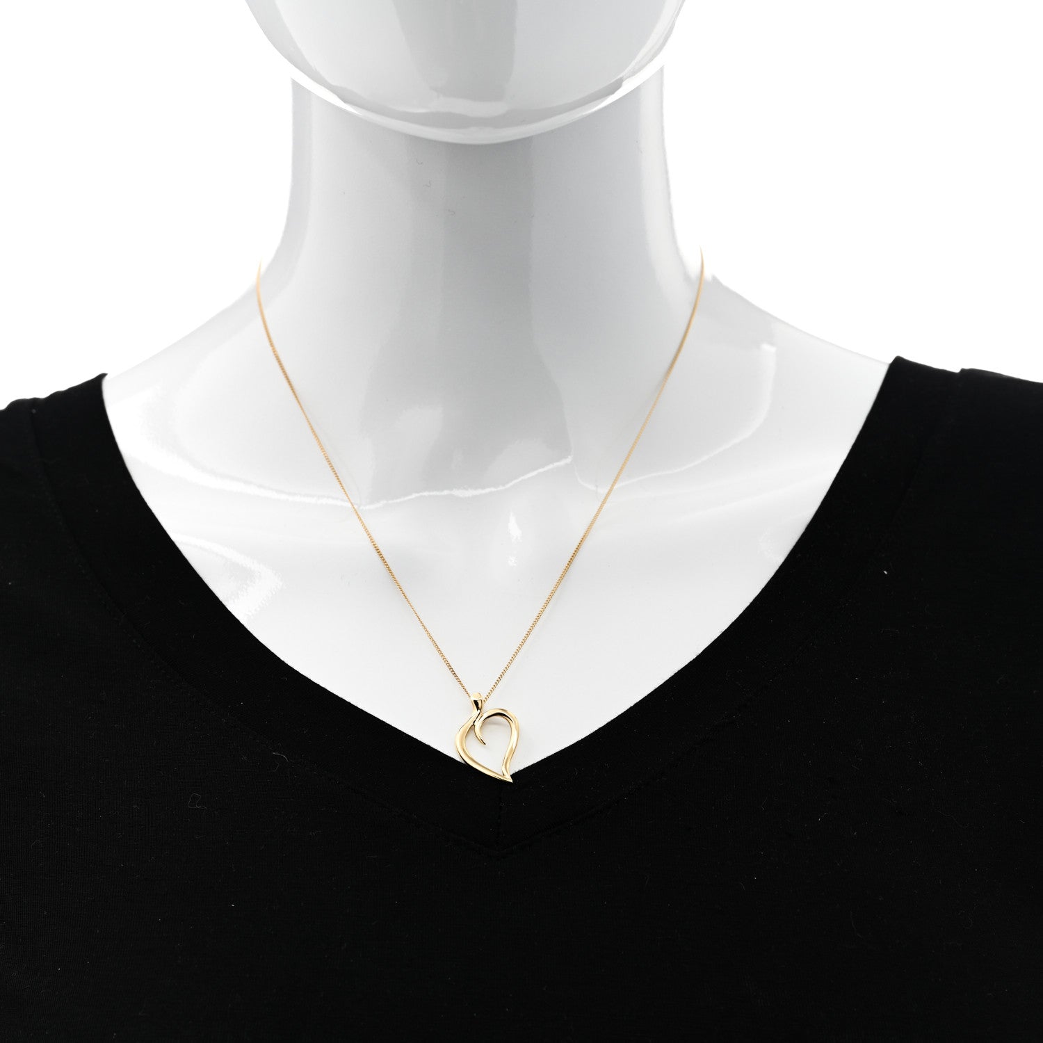 Tiffany 18K Yellow Gold Open Leaf Pendant Necklace 2 of 6