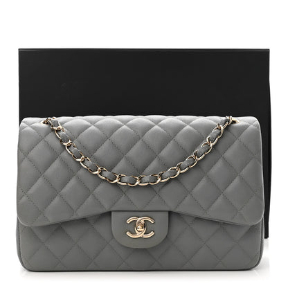 Chanel Caviar Quilted Jumbo Double Flap Grey 11 of 11