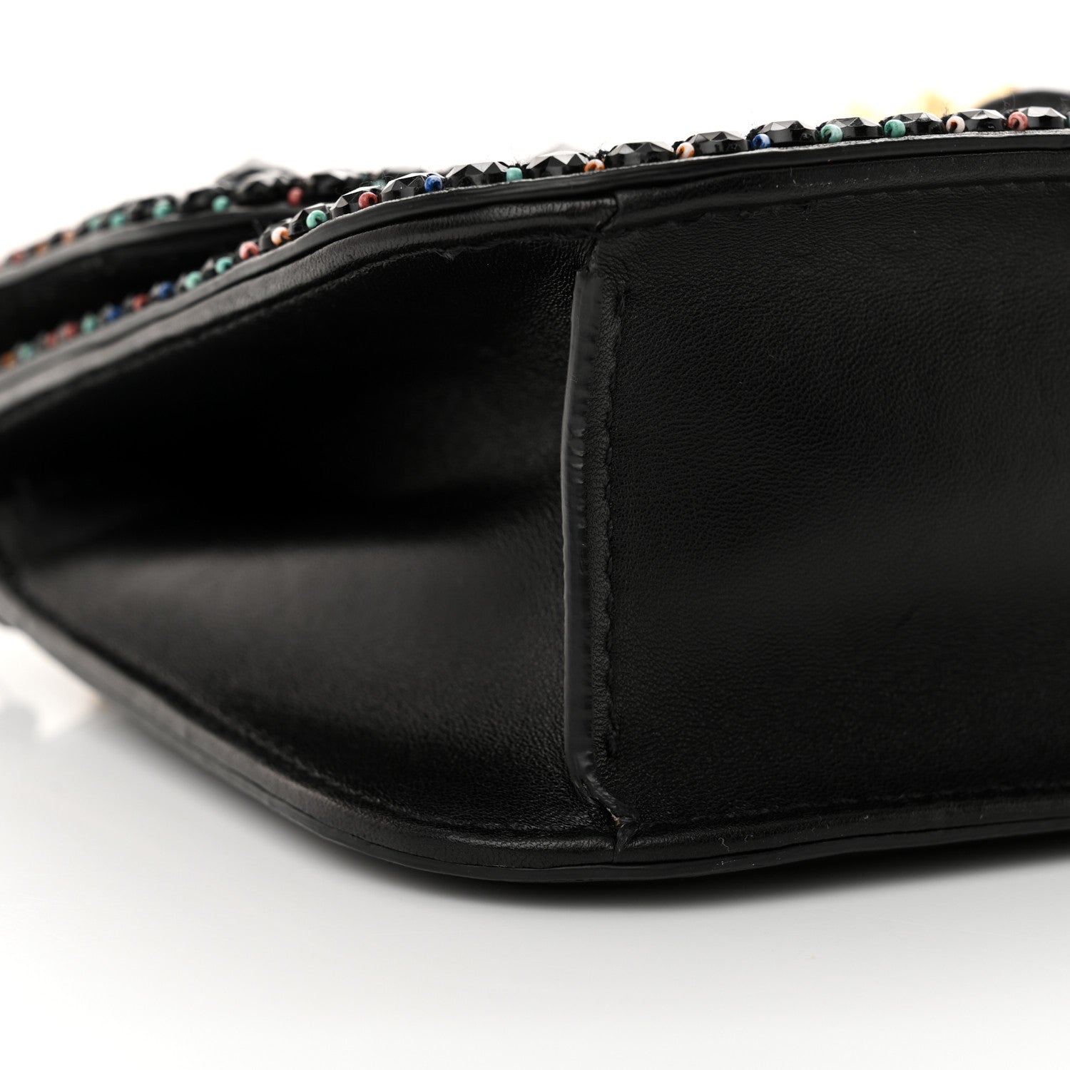 Valentino Garavani Vitello Beaded Medium Glam Lock Rockstud Flap Black 8 of 14