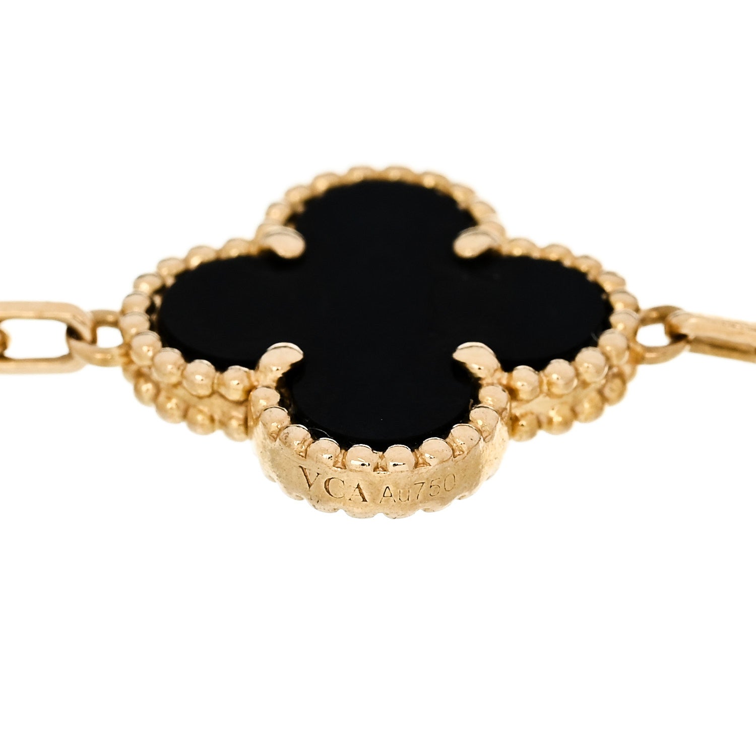 Van Cleef & Arpels 18K Yellow Gold Black Onyx 5 Motifs Vintage Alhambra Bracelet 3 of 5