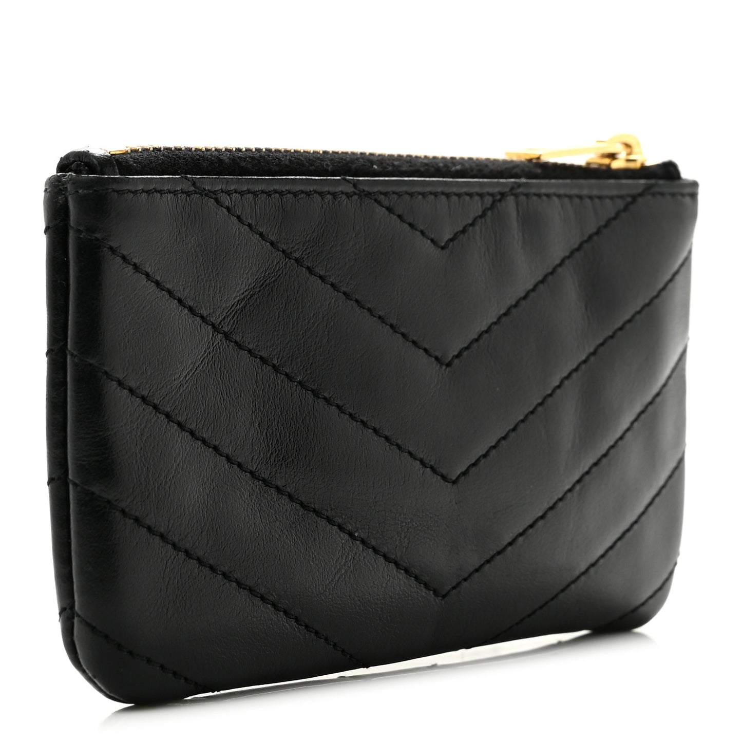 Calfskin Matelasse Monogram Key Pouch Black