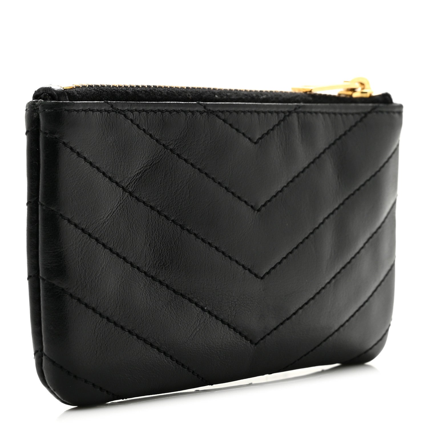 Saint Laurent Calfskin Matelasse Monogram Key Pouch Black 4 of 10