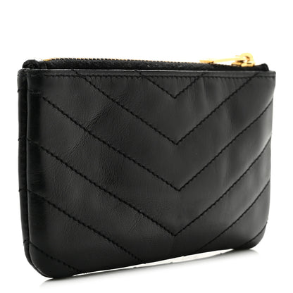 Saint Laurent Calfskin Matelasse Monogram Key Pouch Black 4 of 10