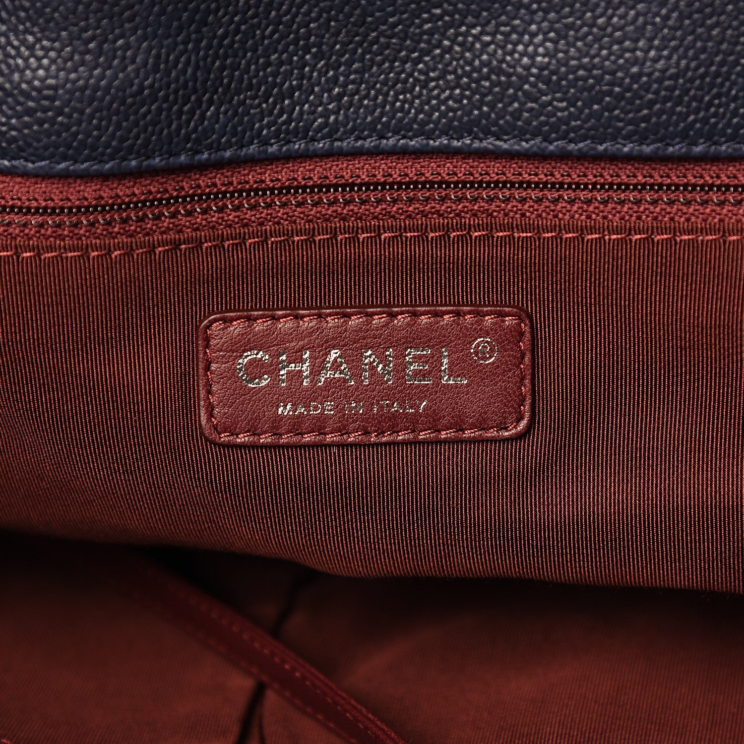 Chanel Caviar Quilted French Riviera Shoulder Bag Dark Navy Blue 5 of 13