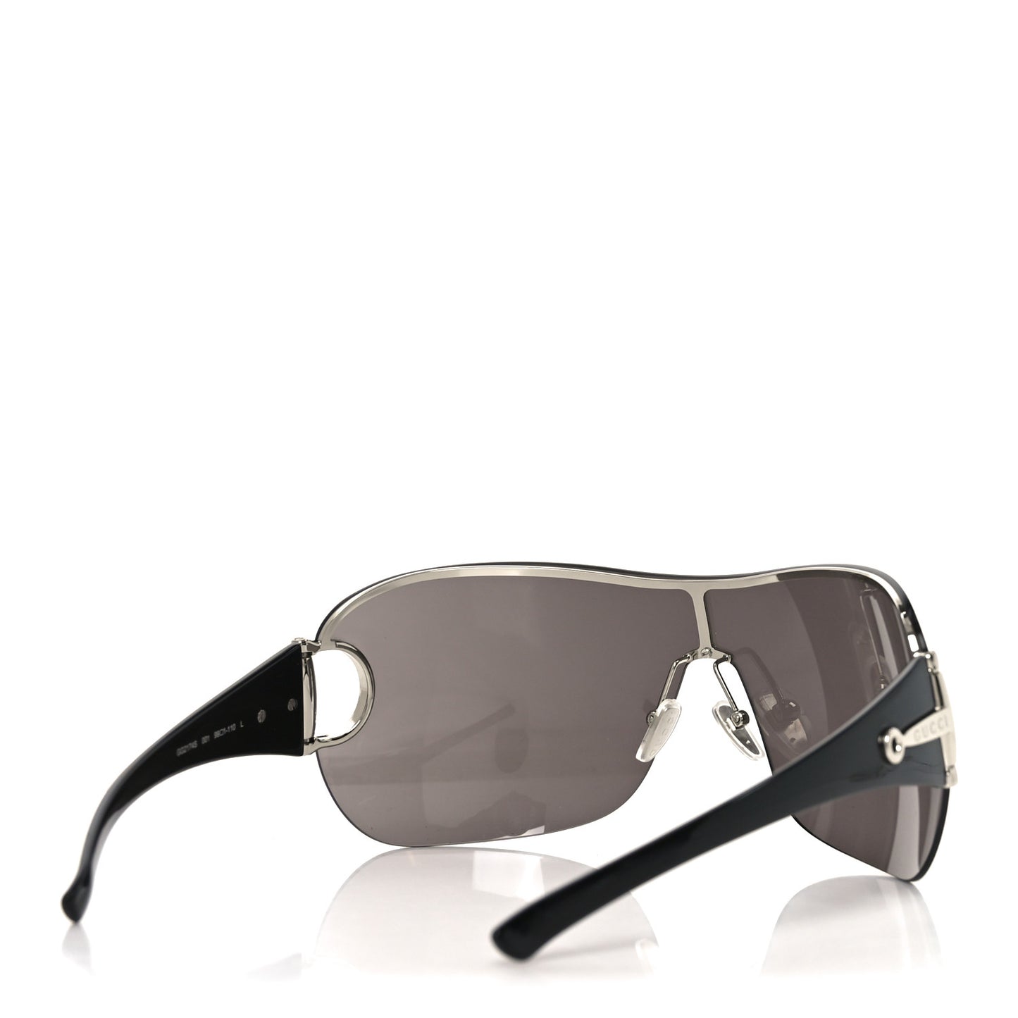 Metal Horsebit Frameless Mask Sunglasses GG2174S Black Silver