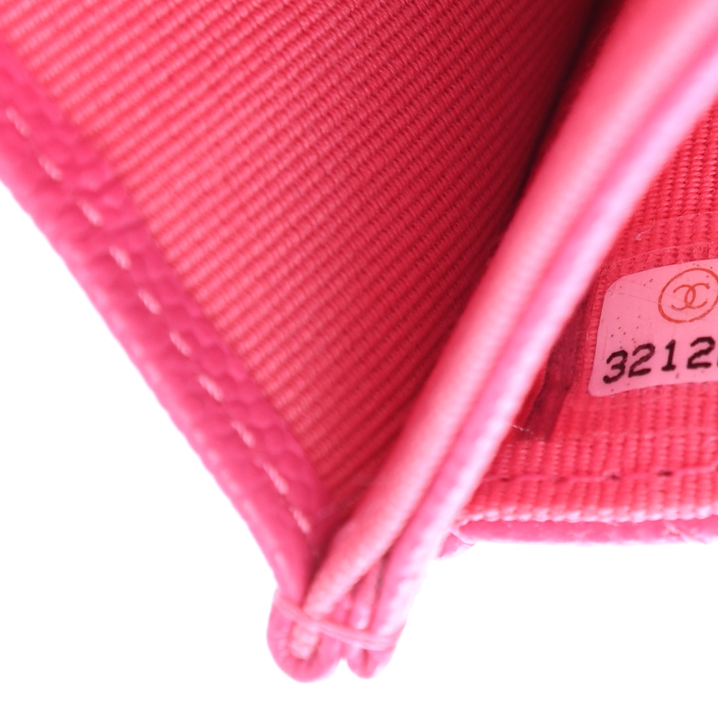 Caviar Quilted Flap Card Holder Wallet Dark Pink