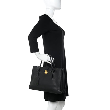 Miu Miu Goatskin Madras Tote Black 2 of 18