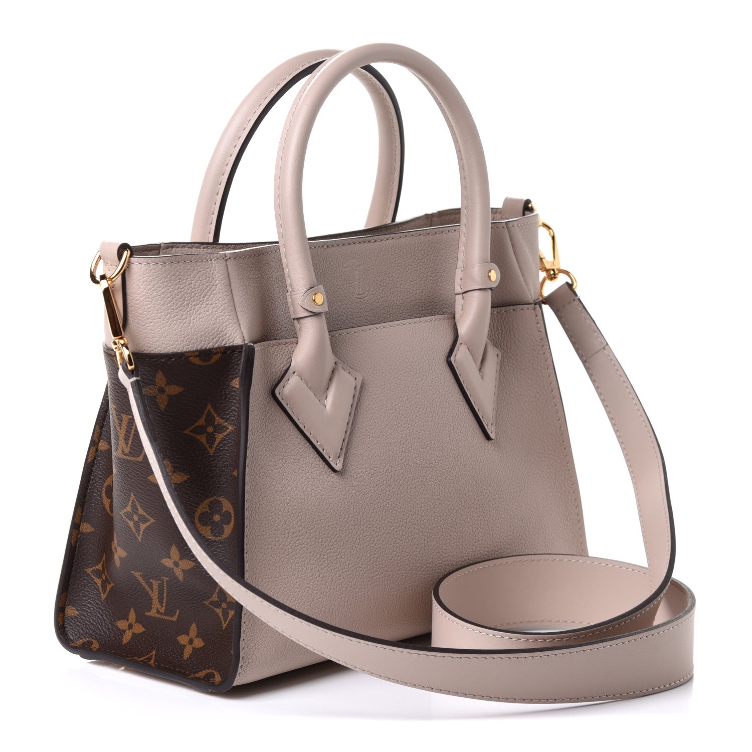 Louis Vuitton Calfskin Monogram On My Side PM Greige 2 of 9