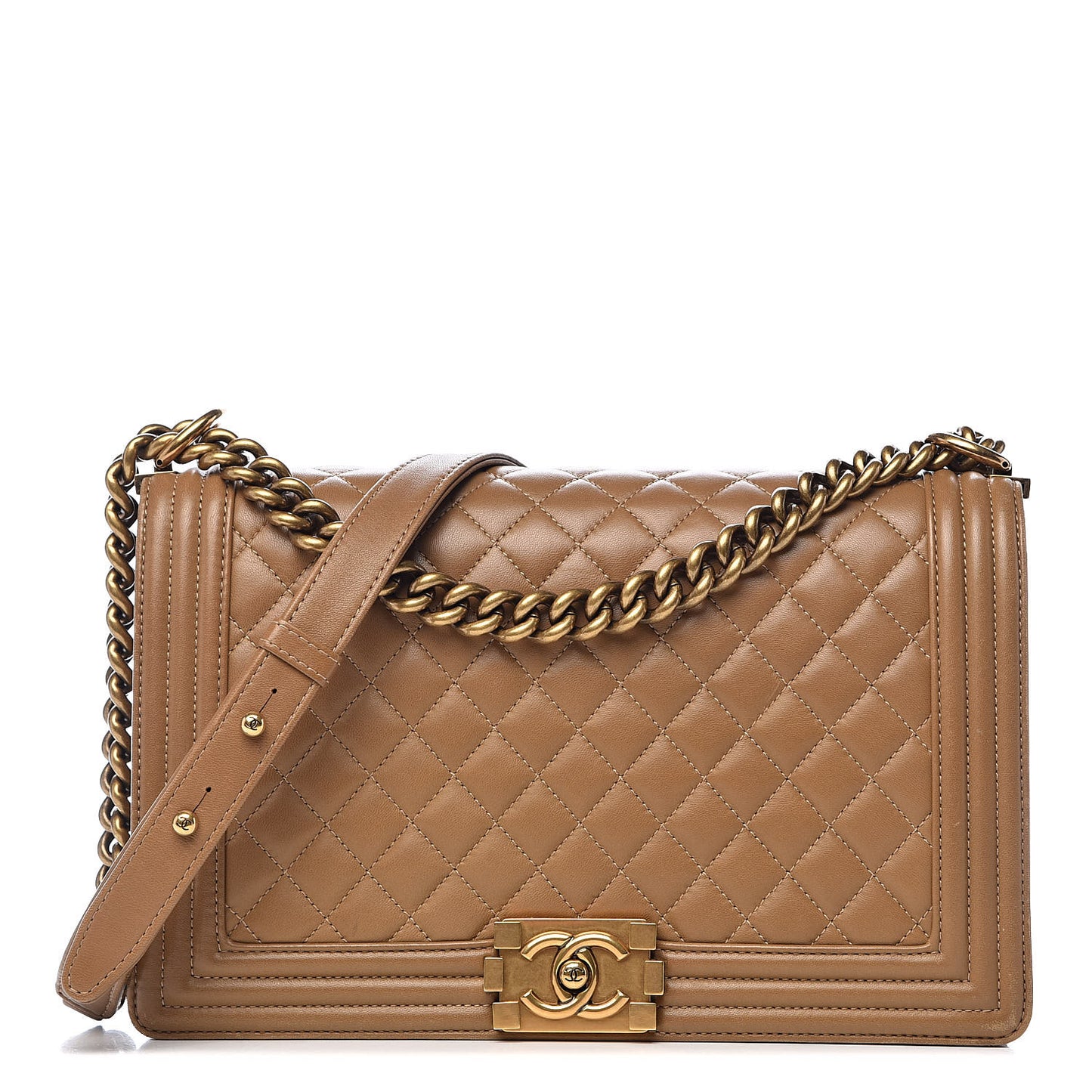 Lambskin Quilted New Medium Boy Flap Beige