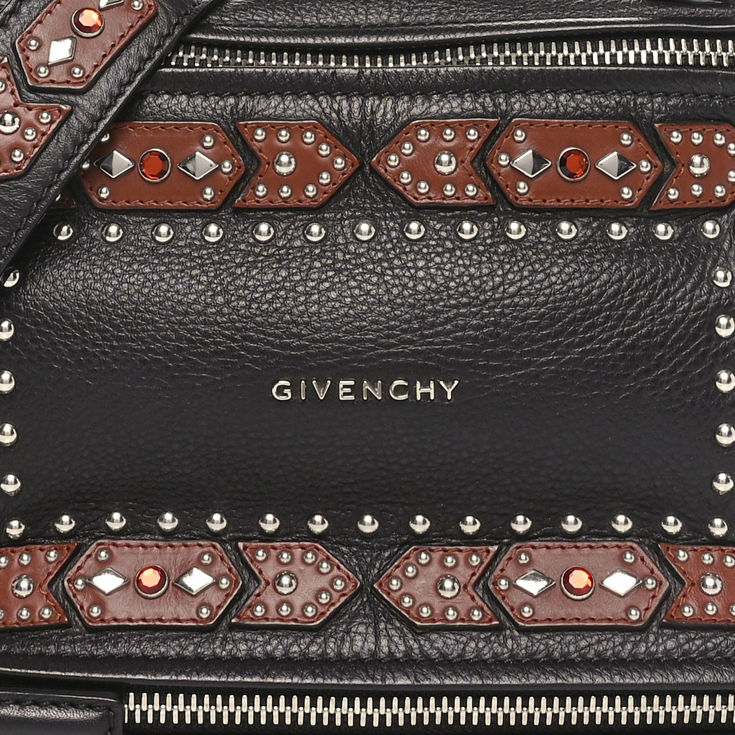 Calfskin Small Studded Pandora Black Brown