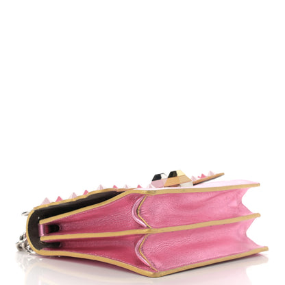 Fendi Vitello Catalan Mirror Scalloped Multi Studded Small Kan I Shoulder Bag Fuxia Chiaro 4 of 10