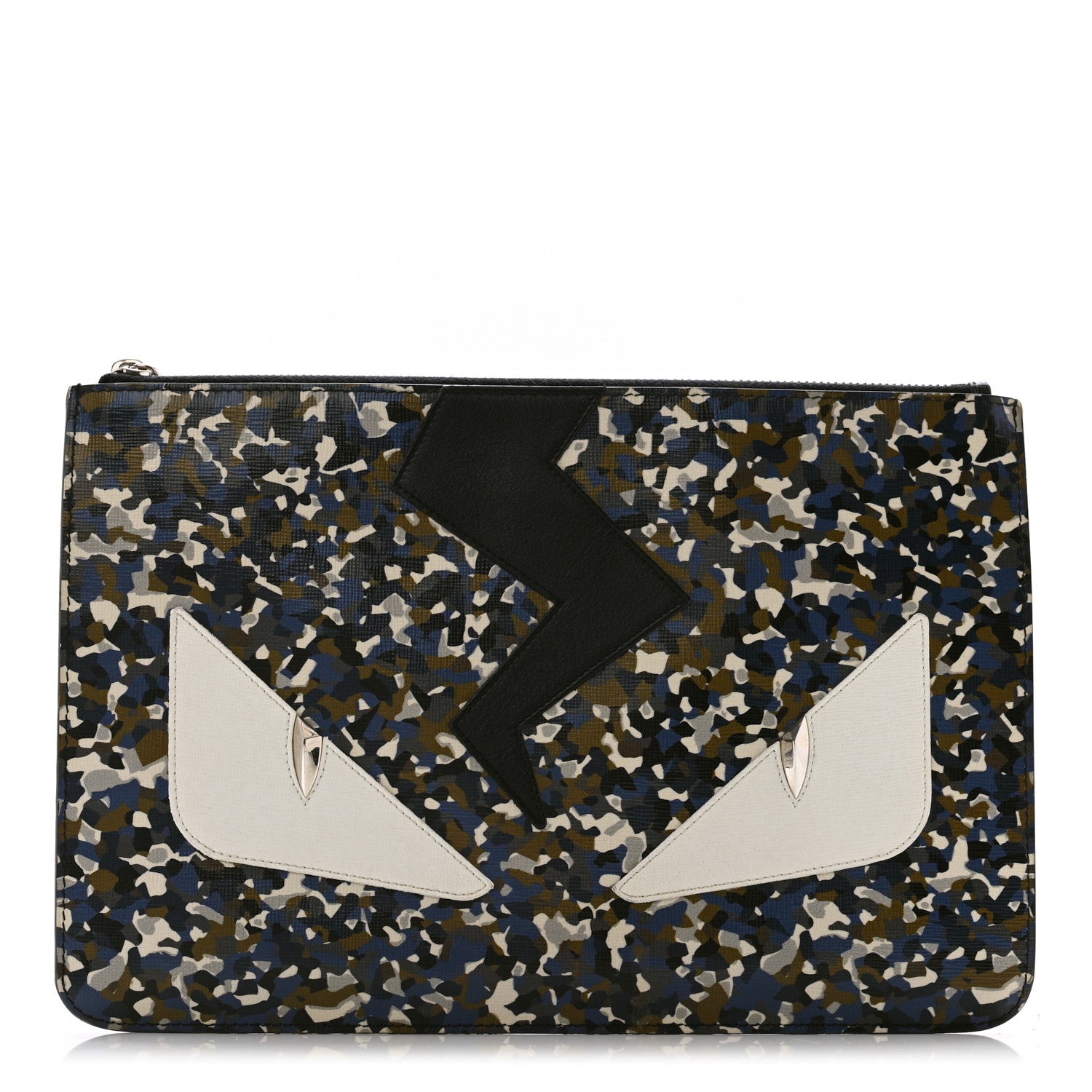 Fendi Vitello Elite Flamingo Granite Lighting Monster Eyes Pouch Military Lavagna Mulitcolor 1 of 8
