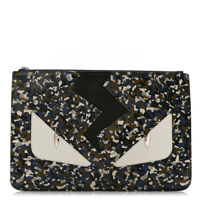 Fendi Vitello Elite Flamingo Granite Lighting Monster Eyes Pouch Military Lavagna Mulitcolor 1 of 8