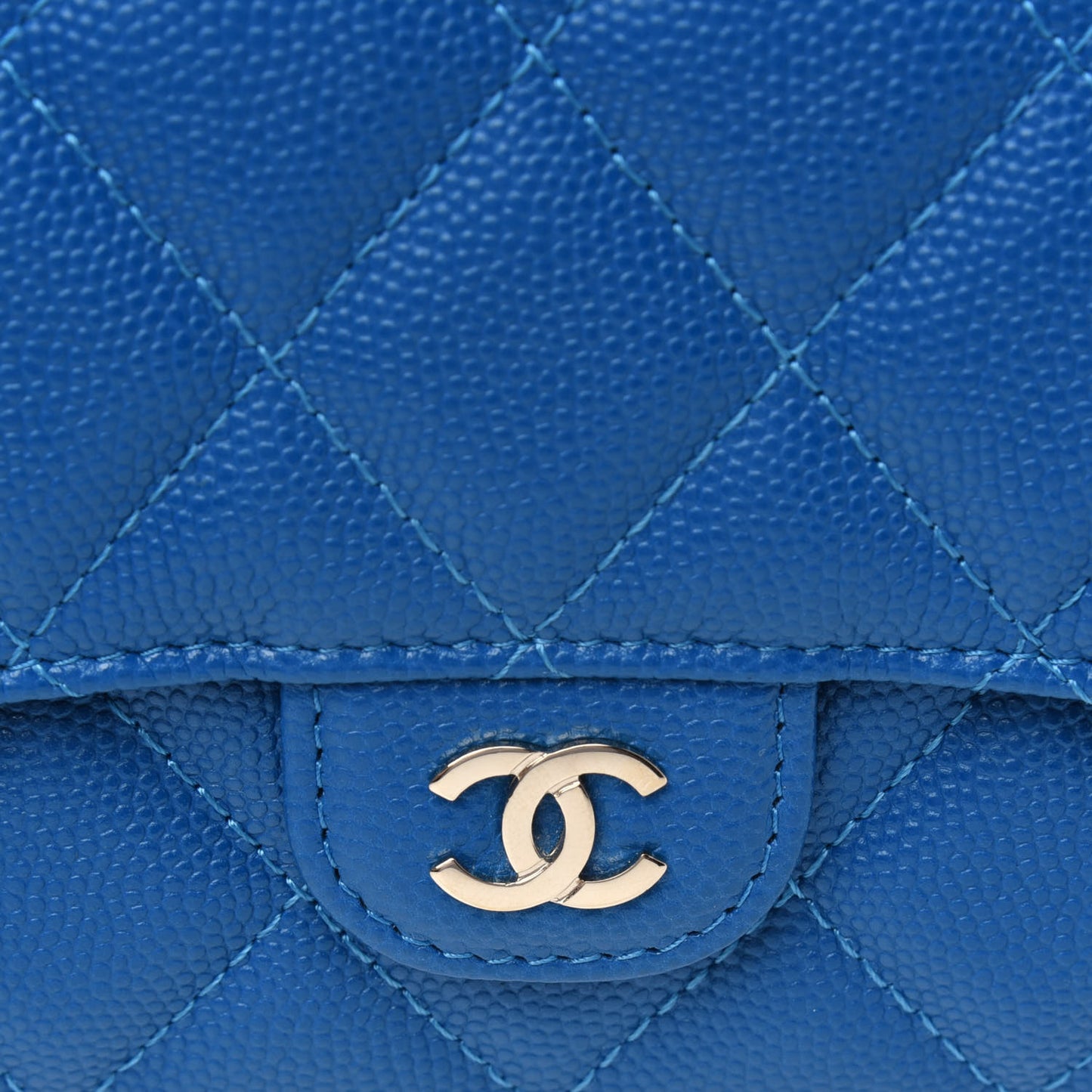 Caviar Quilted Large Flap Wallet Blue