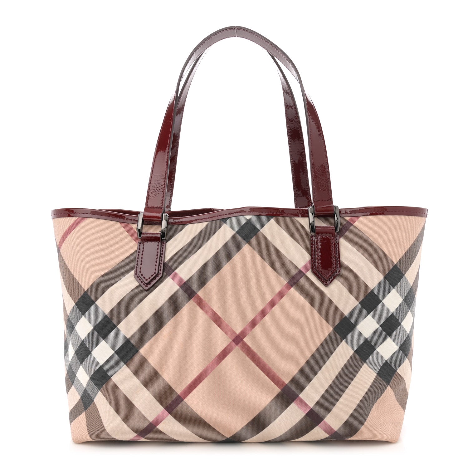 Burberry Nova Check Small Nickie Tote Raspberry 1 of 11
