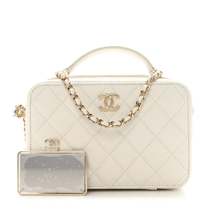 Chanel Caviar Quilted Top Handle Vanity Case White 1 of 10