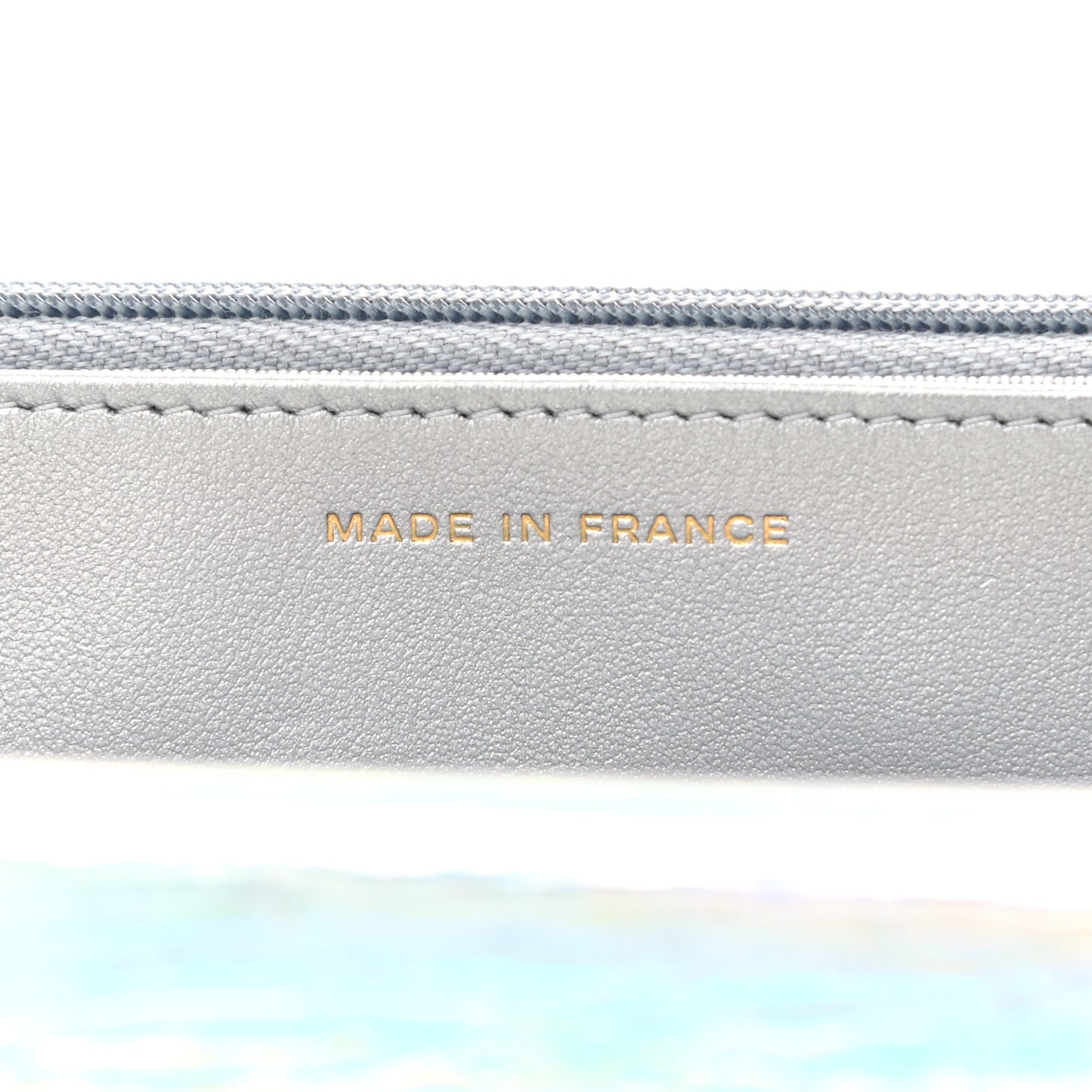 Iridescent Goatskin Quilted Wallet On Chain WOC Silver
