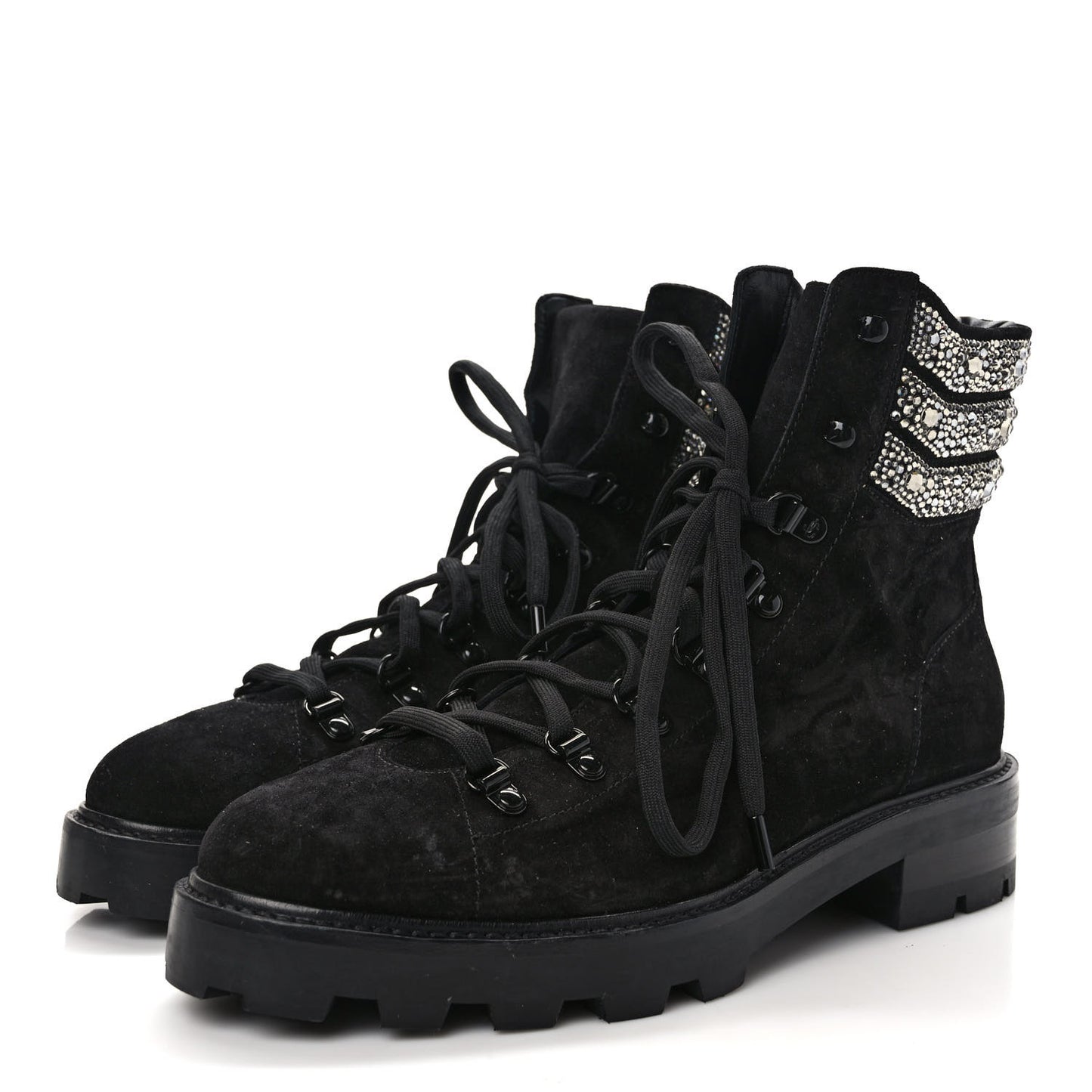 Suede Swarovski Crystal Womens Eshe Flat Boots 41 Black