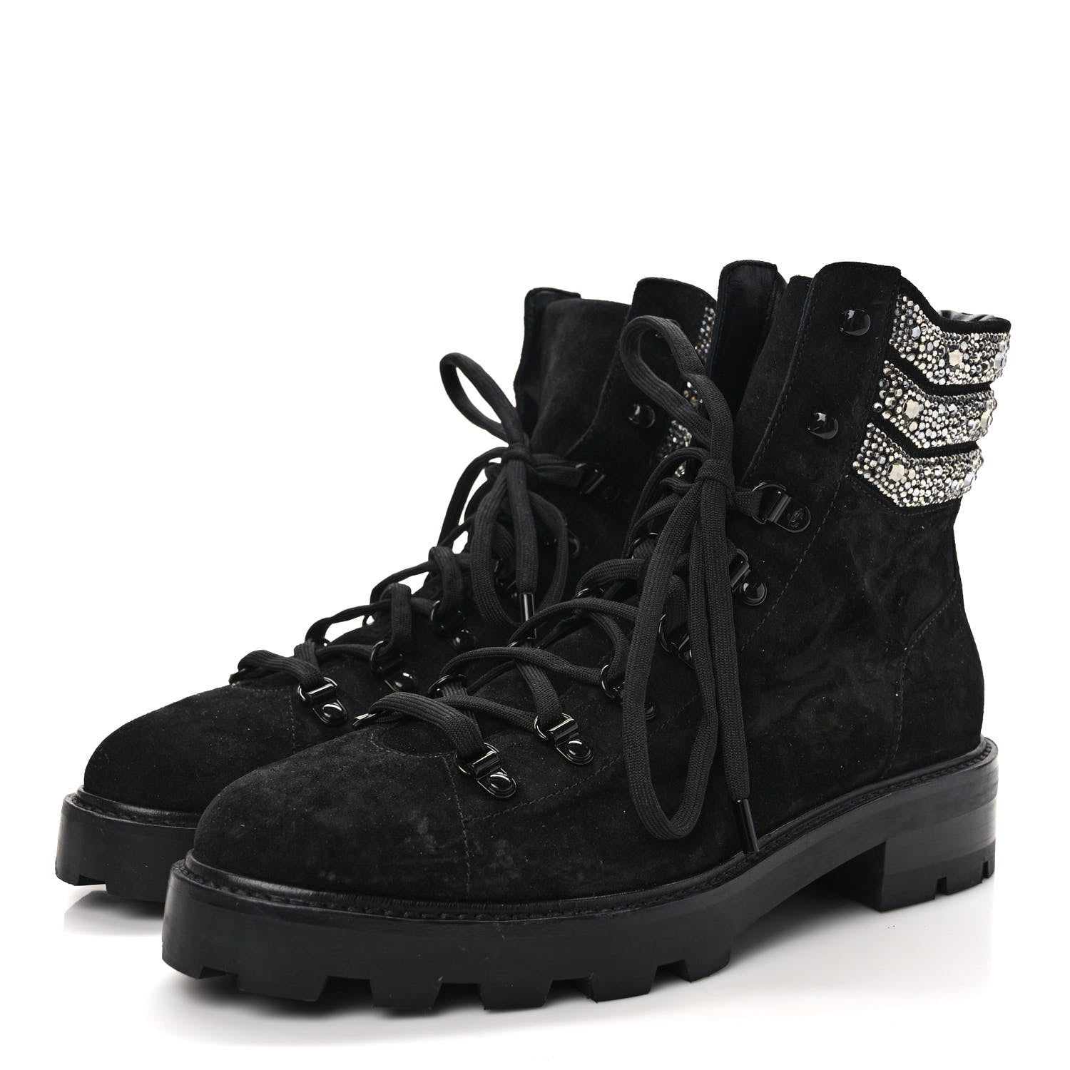 Jimmy Choo Suede Swarovski Crystal Womens Eshe Flat Boots 41 Black 3 of 7
