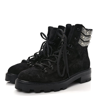 Jimmy Choo Suede Swarovski Crystal Womens Eshe Flat Boots 41 Black 3 of 7