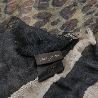 Louis Vuitton Cashmere Silk Leopard V Stole Kaki Vanilla 6 of 9