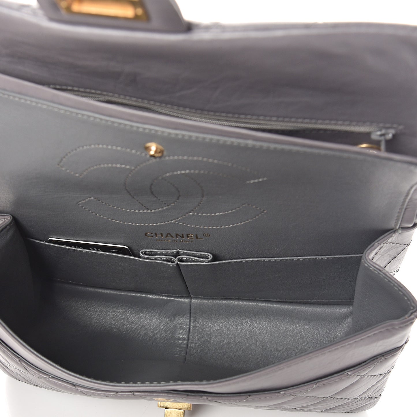 Aged Calfskin Quilted 2.55 Reissue 226 Flap Grey