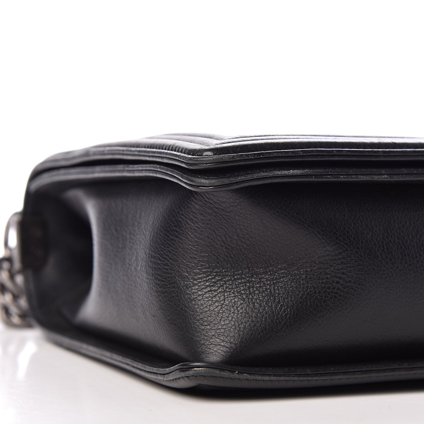 Calfskin Double Stitch Large Boy Flap Black