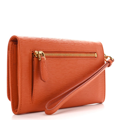 Prada Saffiano Metal Wristlet Wallet Papaya 3 of 7