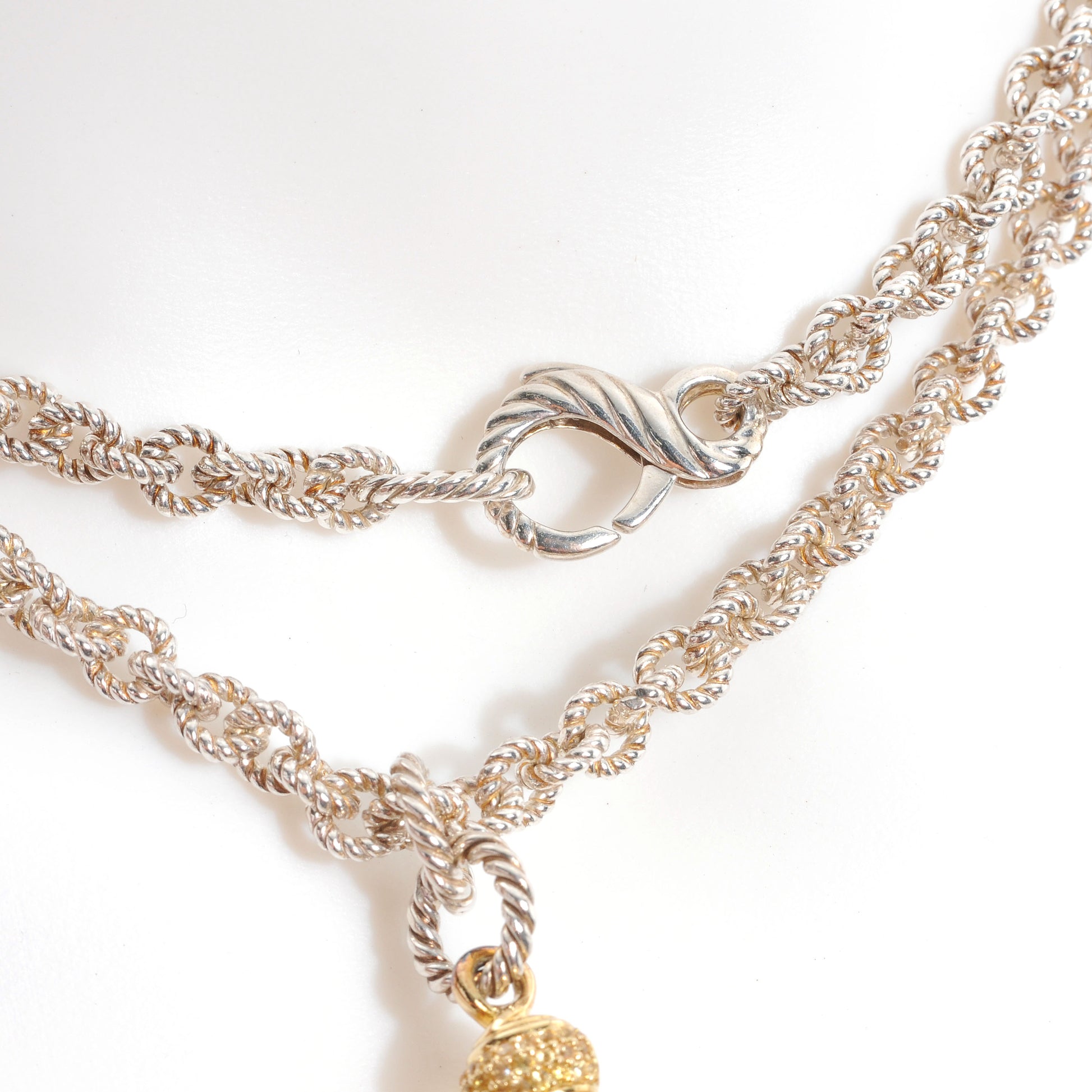 David Yurman Sterling Silver 18k Citrine Tassel Necklace 5 of 8