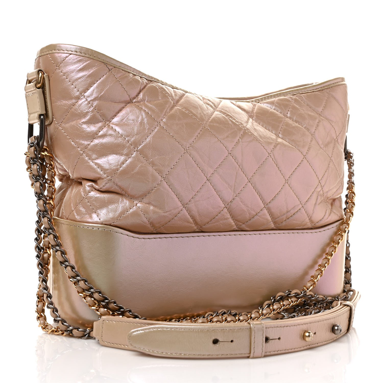 Chanel Iridescent Aged Calfskin Quilted Medium Gabrielle Hobo Light Pink 3 of 9