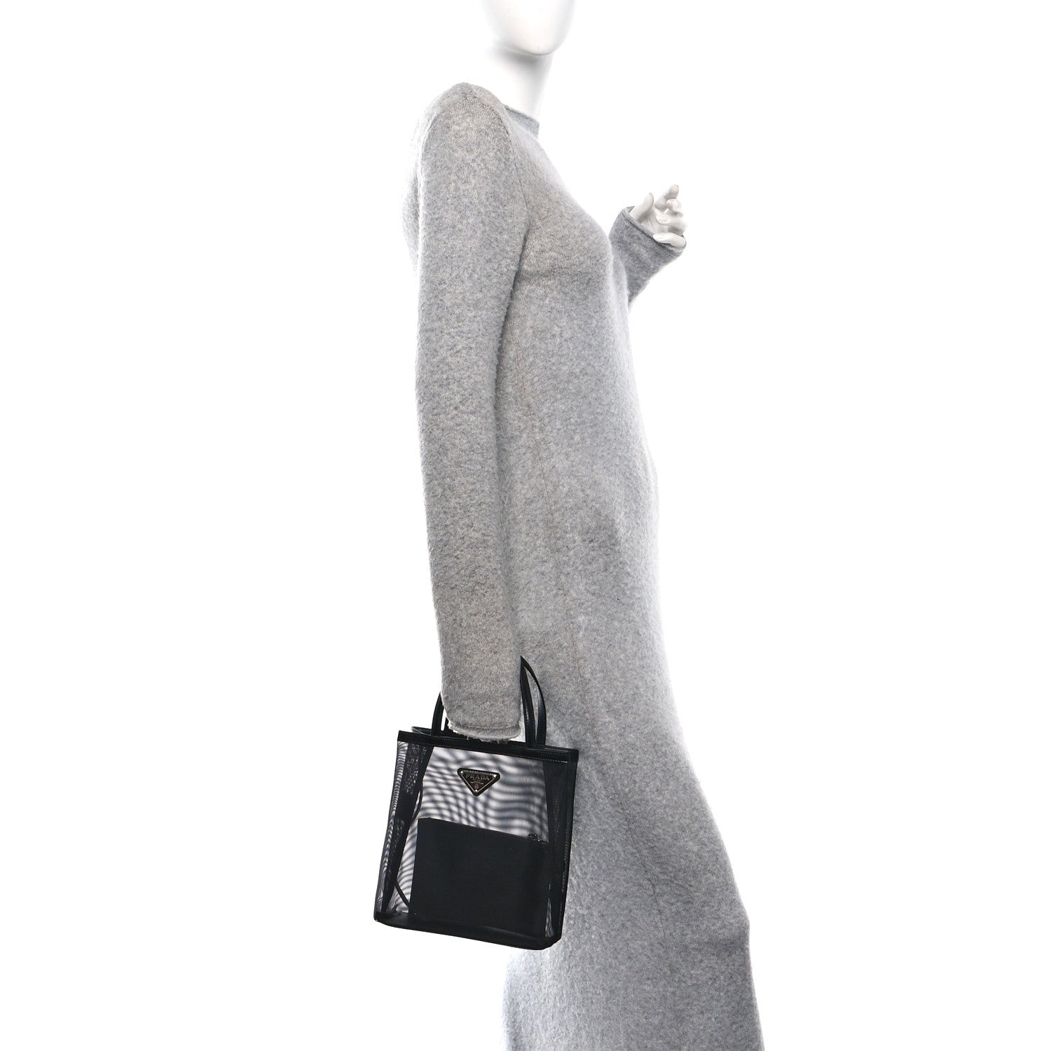 Prada Mesh Small Tote Bag Black 2 of 11