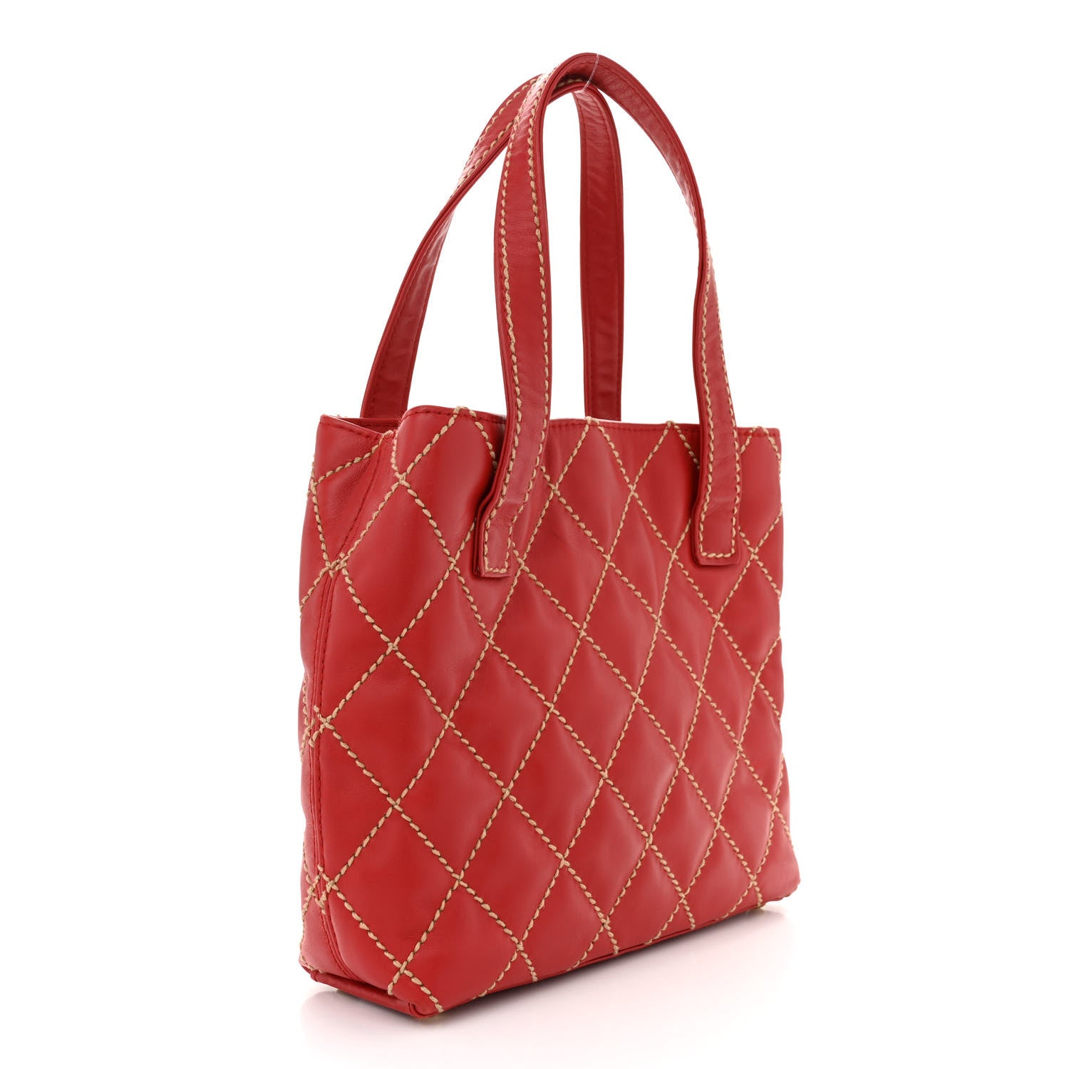Chanel Calfskin Wild Stitch Tote Red 3 of 15