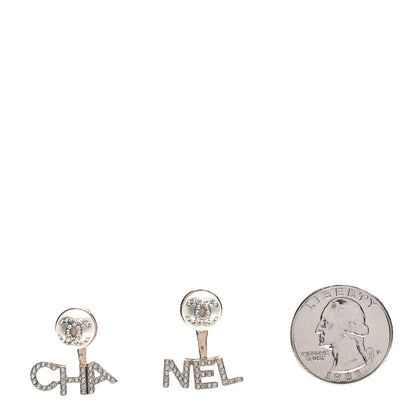 Chanel Pearl Crystal Logo Earrings Gold Pearly White 2 of 5