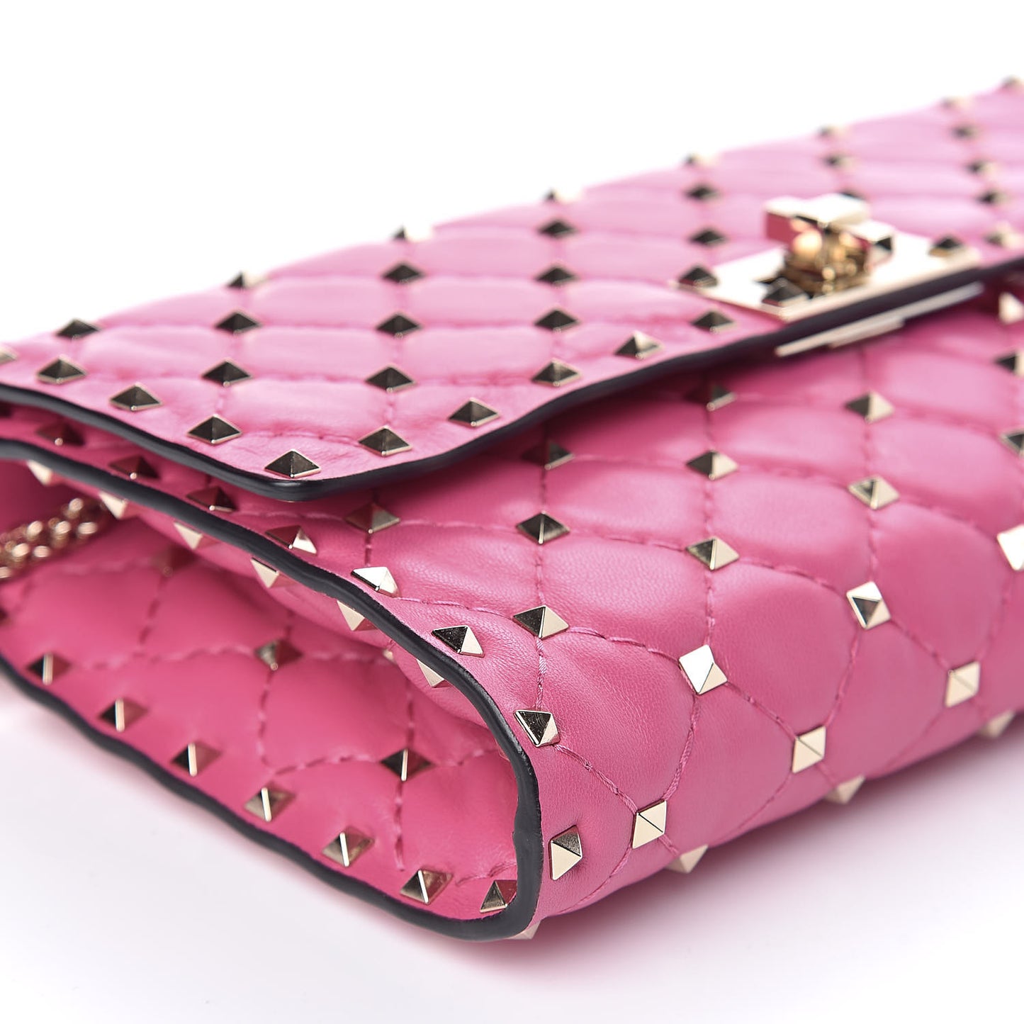 Nappa Rockstud Spike Wallet On Chain Pink Orchid