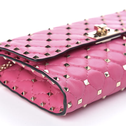 Valentino Garavani Nappa Rockstud Spike Wallet On Chain Pink Orchid 7 of 9