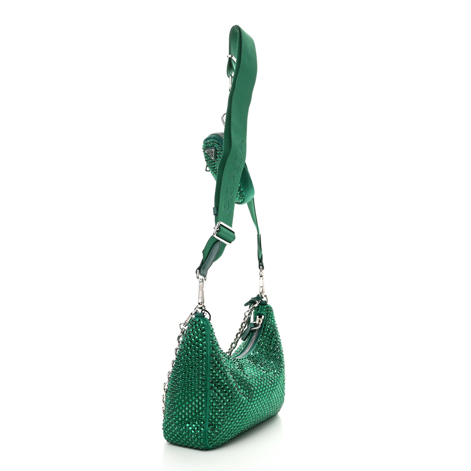 Prada Satin Crystal Re-Edition 2005 Shoulder Bag Mango 2 of 9